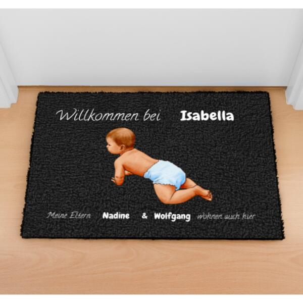 Willkommen bei Baby - personalisierbare Fußmatte