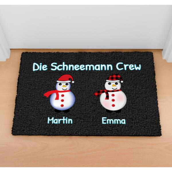 Schneemann Familie - personalisierbare Fußmatte